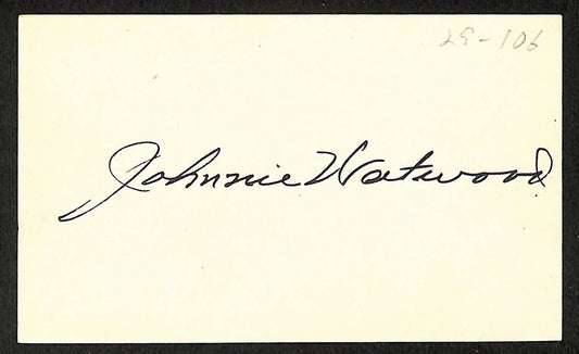 Johnny Watwood White Sox Autographed/Signed 3x5 Index Card JSA BA207866