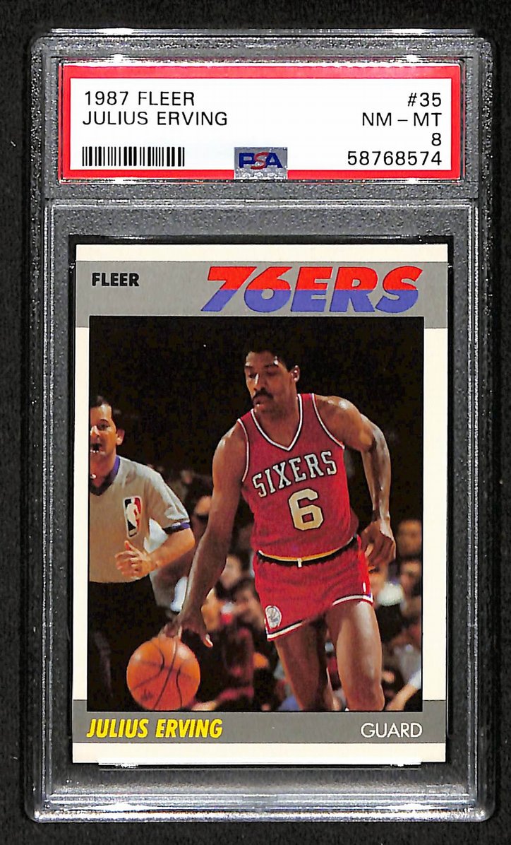 Julius Erving Philadelphia 76ers HOF 1987 Fleer #35 PSA 8 BA204971