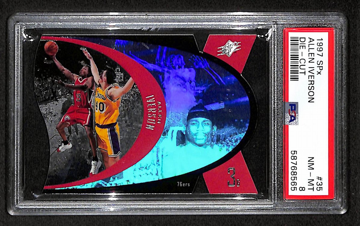 Allen Iverson Philadelphia 76ers HOF 1997 SPx Die Cut #35 PSA 8 BA204977