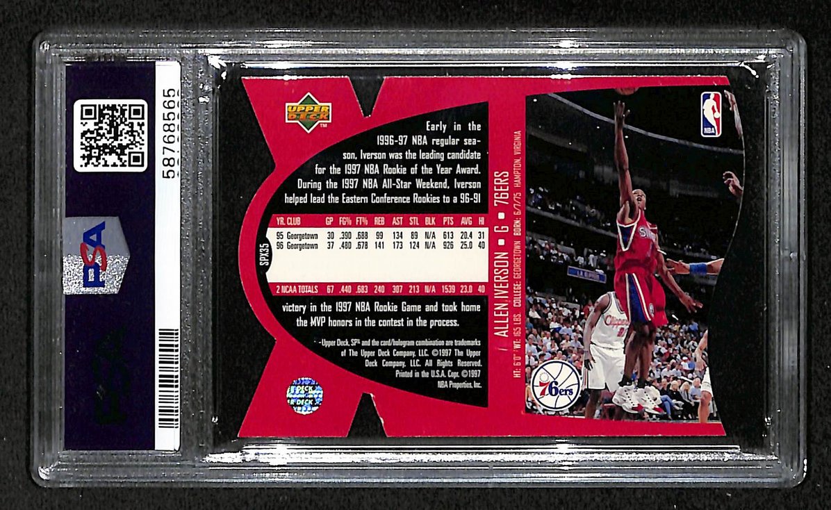 Allen Iverson Philadelphia 76ers HOF 1997 SPx Die Cut #35 PSA 8 BA204977