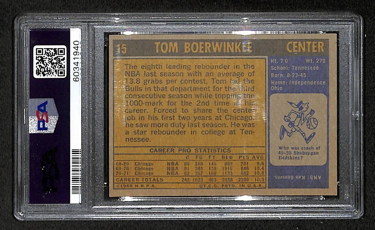 Tom Boerwinkle Chicago Bulls 1971 Topps #15 PSA 7 BA204979