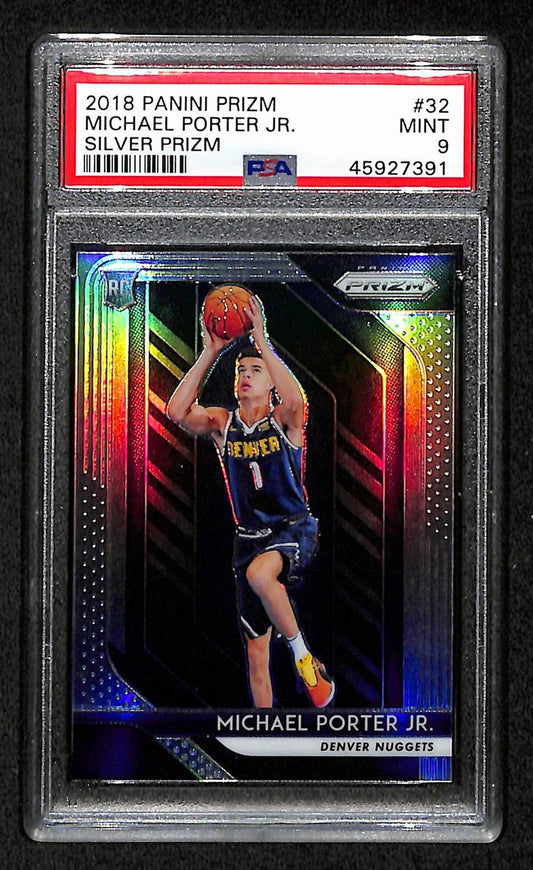 Michael Porter Jr Denver Nuggets RC 2018 Panini Prizm Silver #32 PSA 9 BA204981