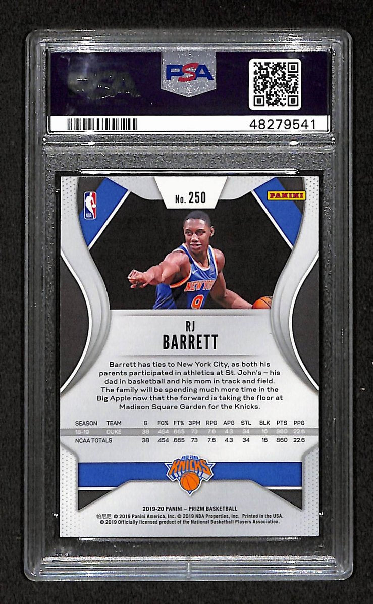 RJ Barrett New York Knicks RC 2019 Panini Prizm # 250 Gem Mint PSA 10 BA204983