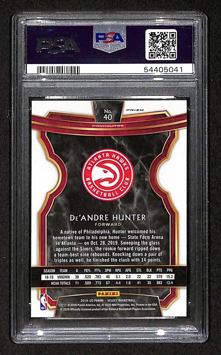 De'Andre Hunter Atlanta Hawks 2019 Panini Select Silver Prizm #40 PSA 9 BA204984