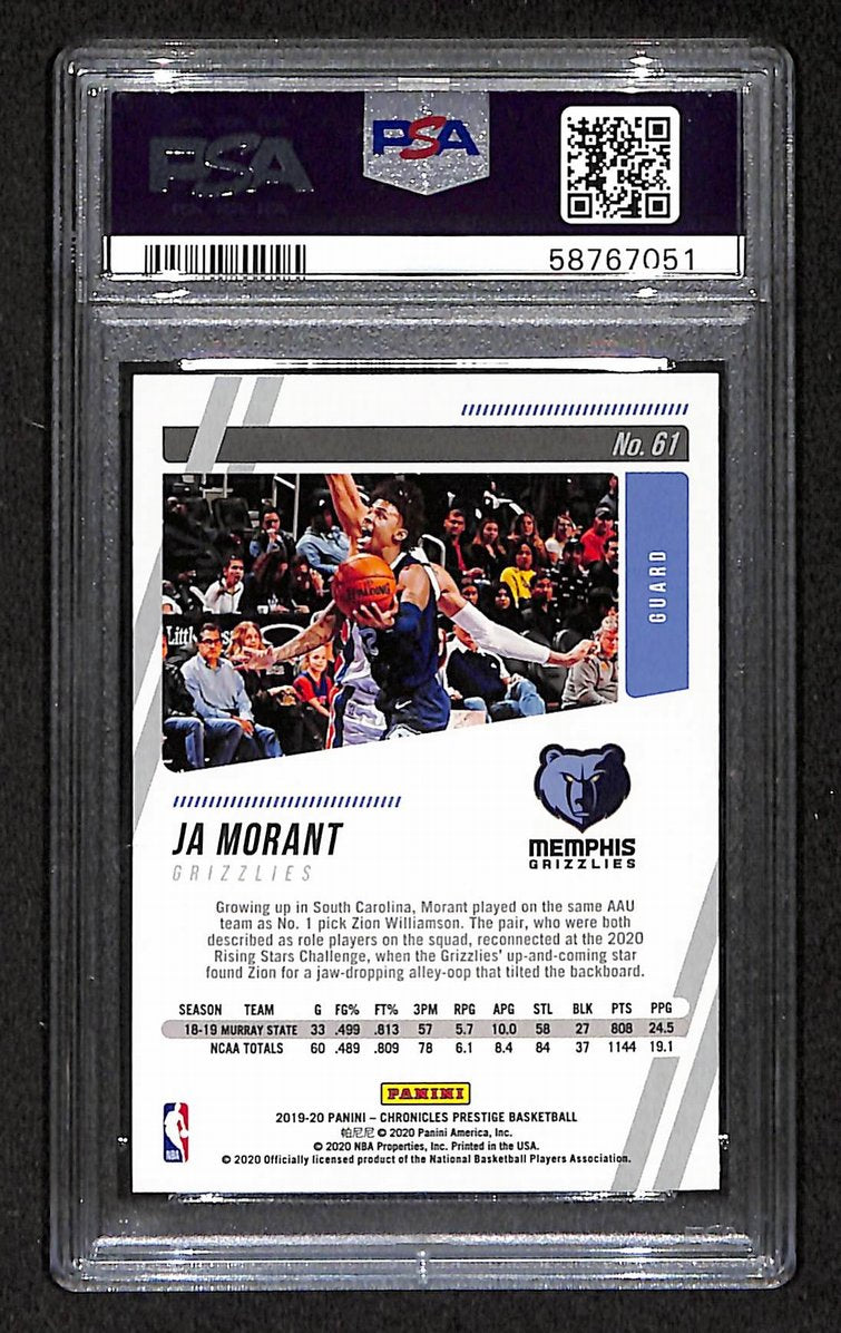 Ja Morant Grizzlies 2019 Panini Chronicles RC #61 Gem Mint PSA 10 BA204985