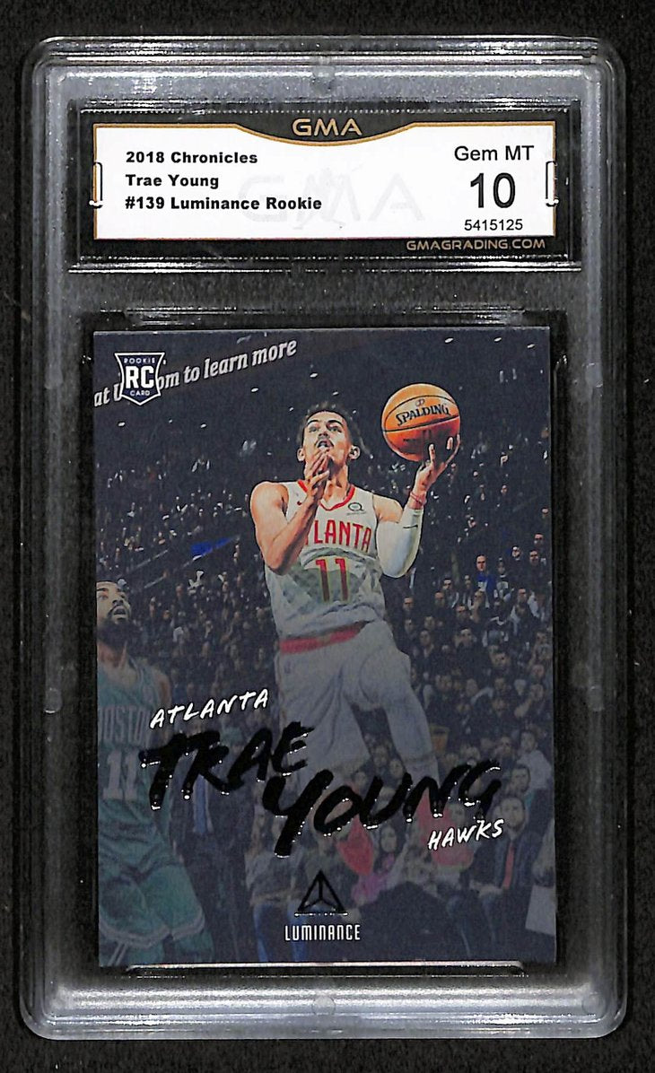 Trae Young Hawks 2018 Panini Chronicles #139 Luminance RC GMA 10 BA204991