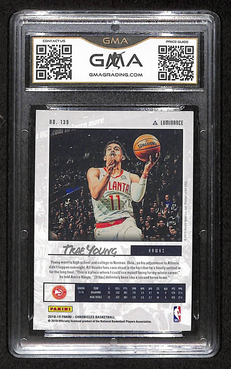 Trae Young Hawks 2018 Panini Chronicles #139 Luminance RC GMA 10 BA204991