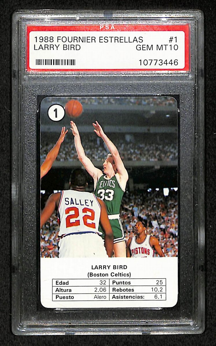 Larry Bird Celtics HOF 1988 Fournier Estrellas #1 Gem Mint PSA 10 BA204992