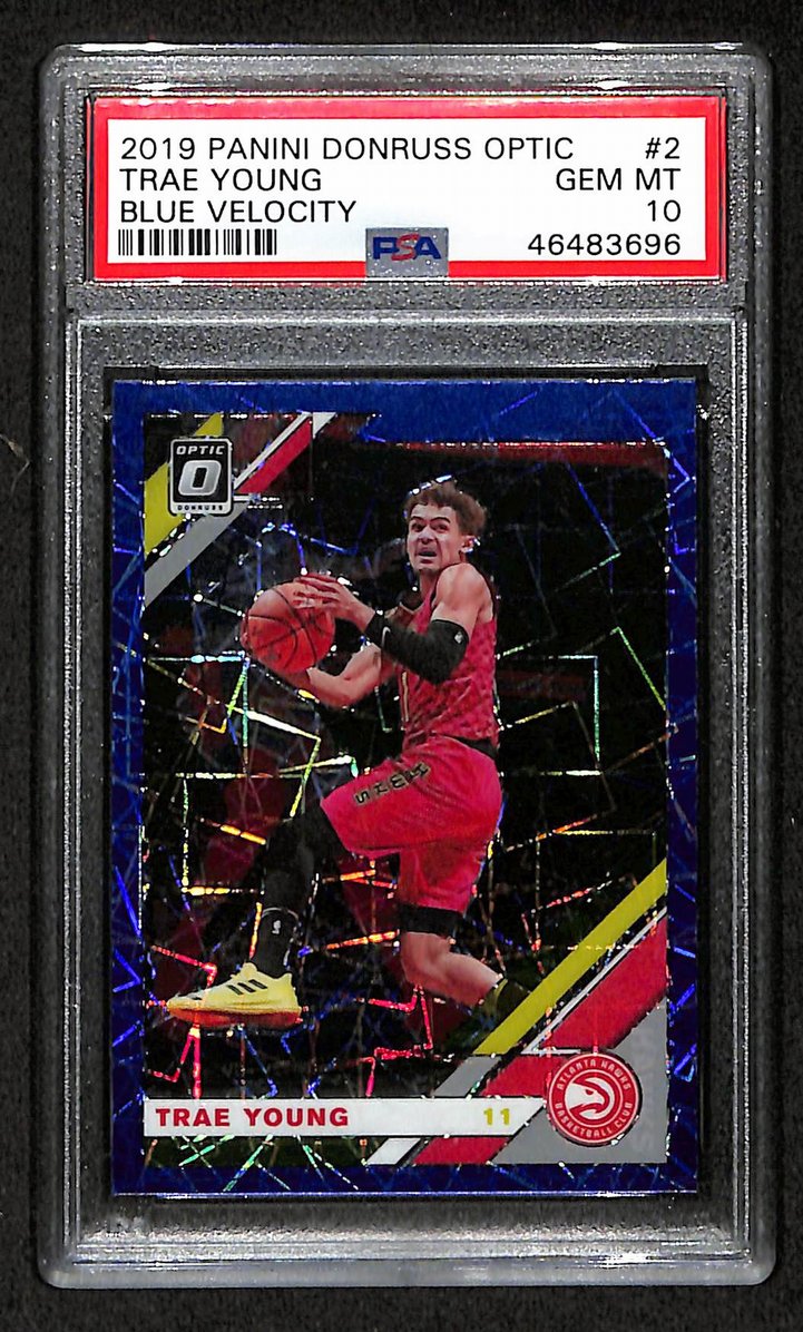 Trae Young Hawks 2019 Panini Donruss Optic Blue Velocity Gem PSA 10 BA204993