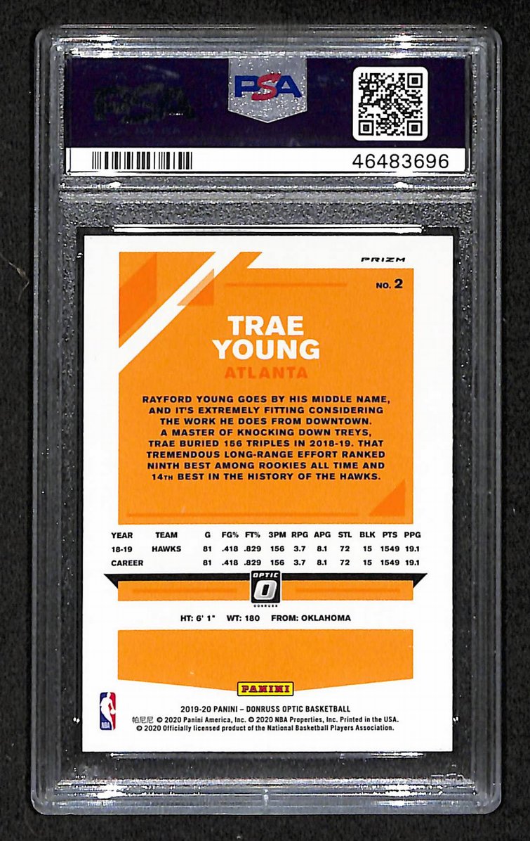 Trae Young Hawks 2019 Panini Donruss Optic Blue Velocity Gem PSA 10 BA204993