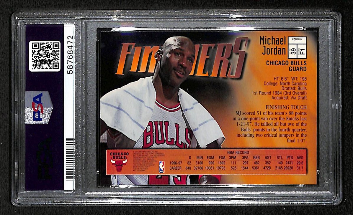 Michael Jordan Chicago Bulls HOF 1997 Finest w/ Coating PSA 9 BA204999