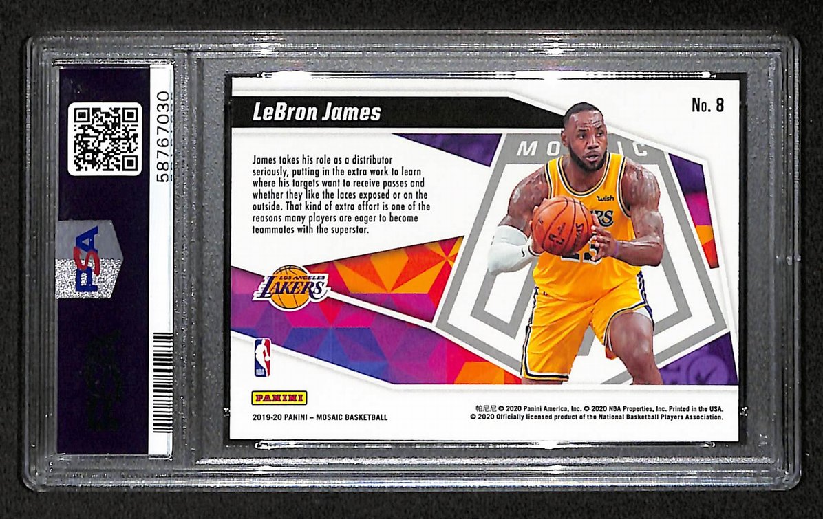LeBron James Lakers 2019 Panini Mosaic Give and Go #8 Gem Mint PSA 10 BA205000