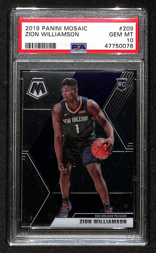 Zion Williamson Pelicans 2019 Panini Mosaic RC # 209 Gem Mint PSA 10 BA205001