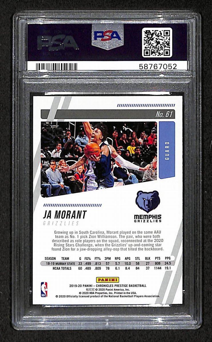 Ja Morant Grizzlies 2019 Panini Chronicles RC #61 Gem Mint PSA 10 BA205002
