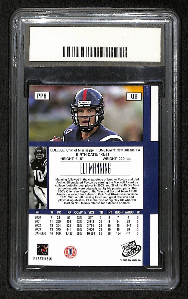 Eli Manning Giants 2004 Press Pass National Card Day RC #PP6 GMA 10 BA205003