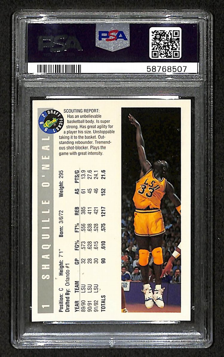 Shaquille O'Neal 1992 Classic Draft Picks #1 LSU HOF PSA 9 207549