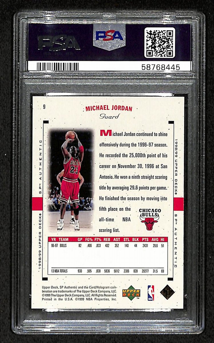 Michael Jordan 1998 SP Authentic #9 Bulls HOF PSA 9 207559