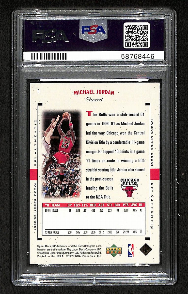 Michael Jordan 1998 SP Authentic #5 Bulls HOF PSA 9 207560