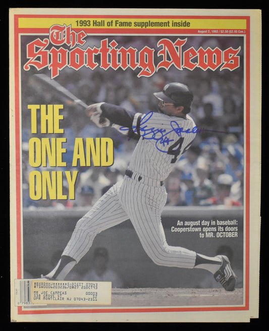 Reggie Jackson HOF Signed 8/2/93 The Sporting News Cover Only Yankees JSA 207982