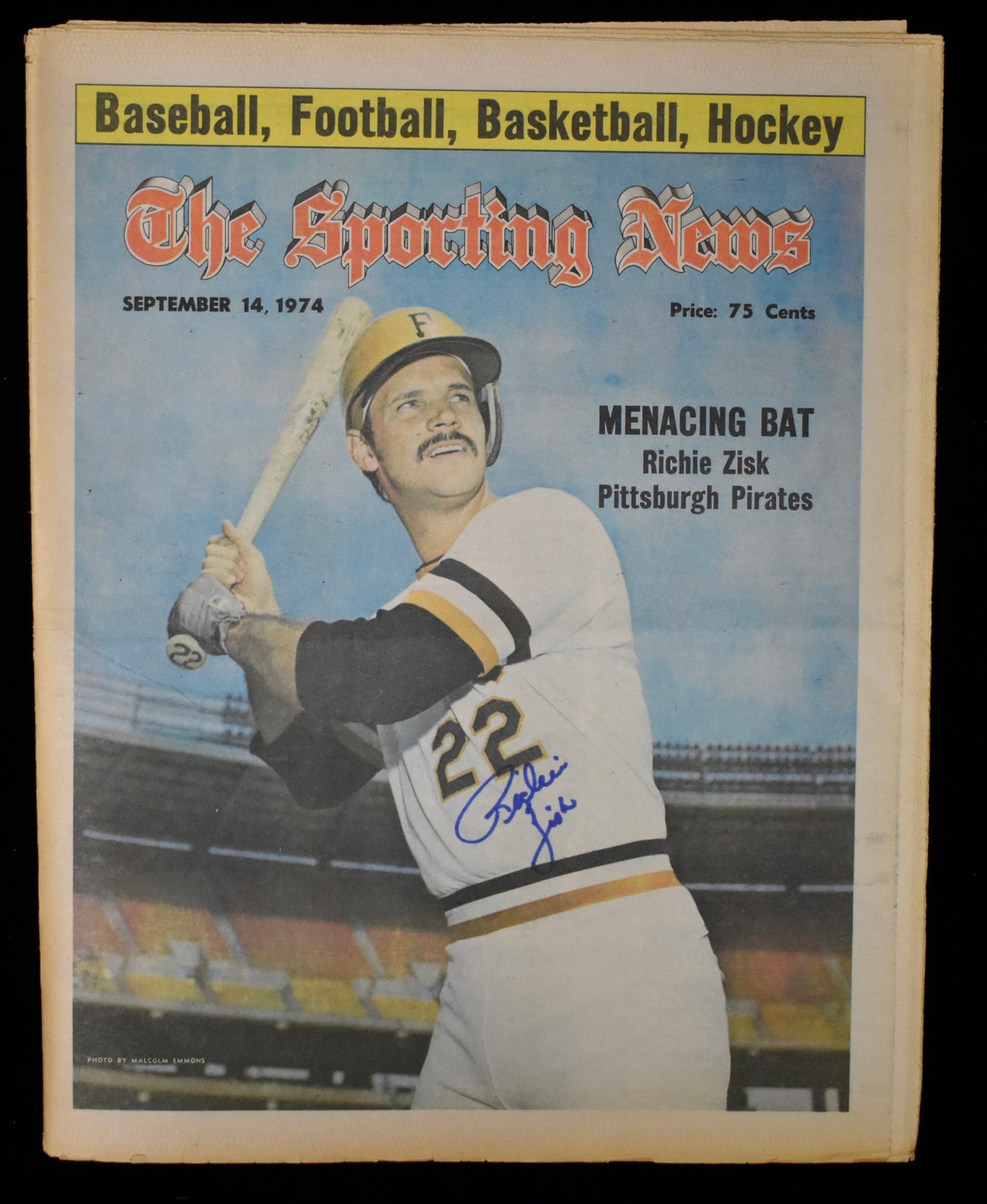 Richie Zisk Signed 9/14/74 The Sporting News Pirates JSA BA207978