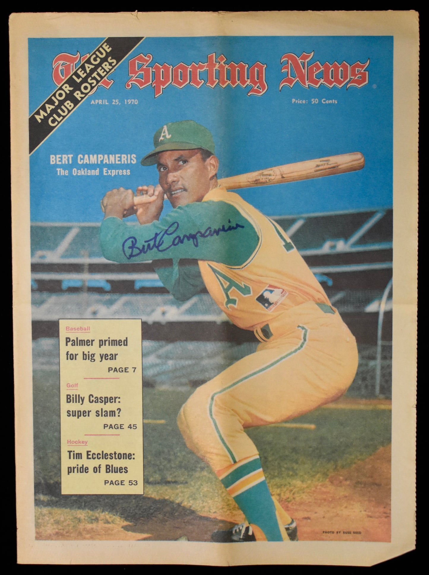 Bert Campaneris Signed 4/25/70 The Sporting News Cover Only A's JSA BA207972