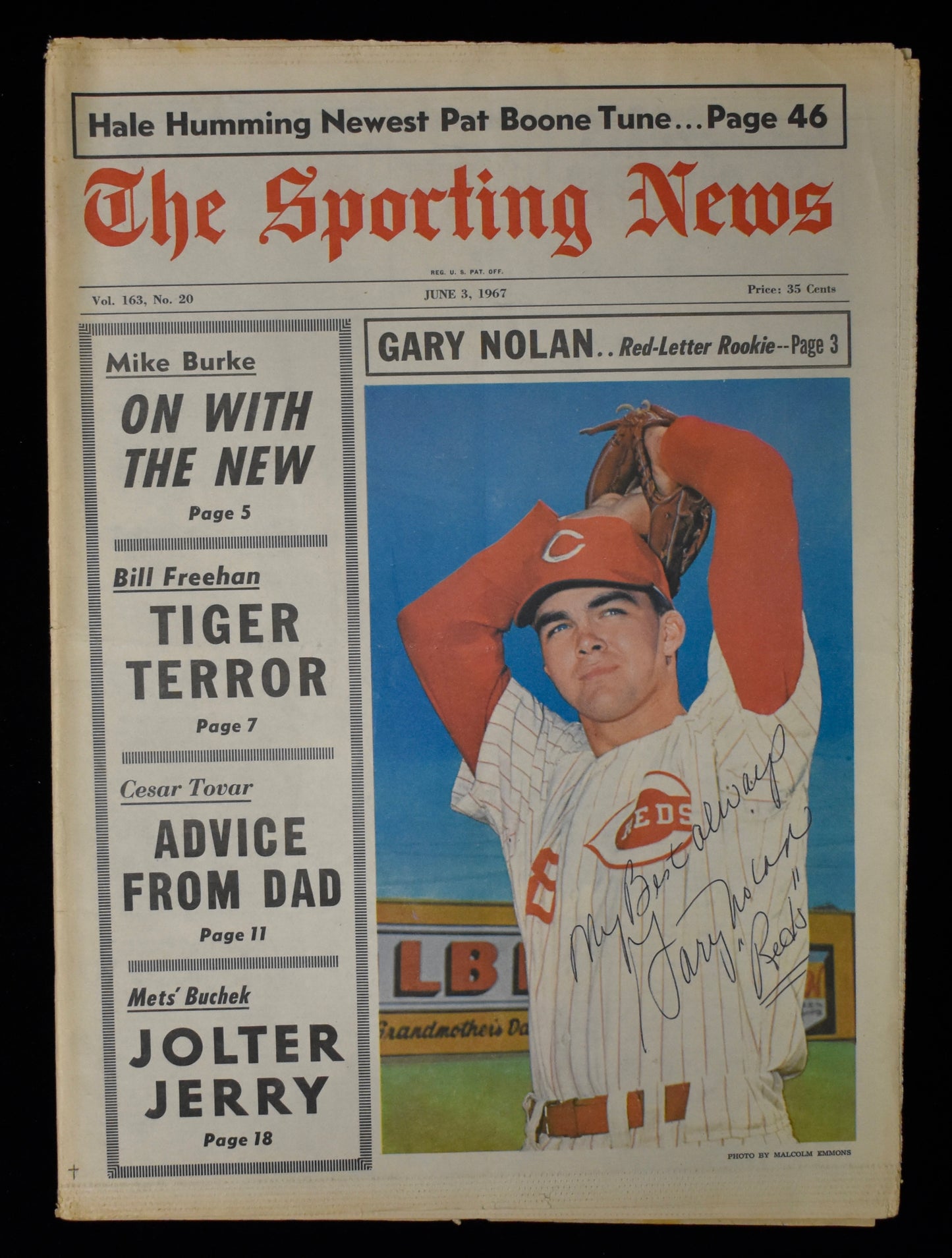 Gary Nolan Signed 6/3/67 The Sporting News Reds JSA BA207967