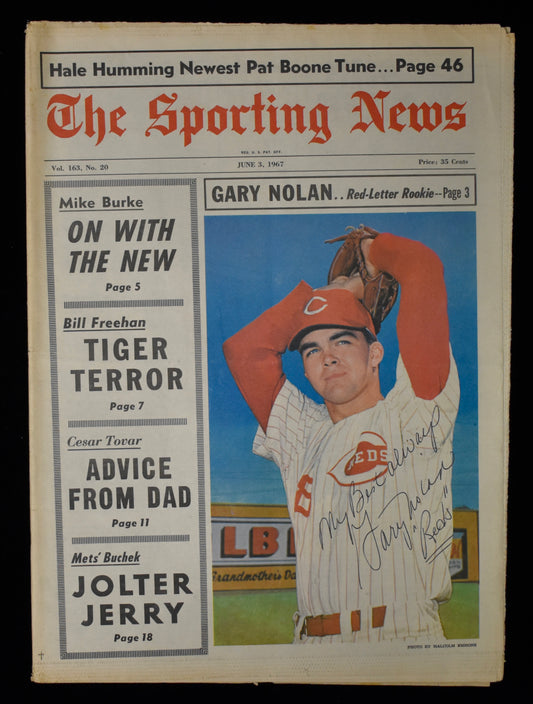 Gary Nolan Signed 6/3/67 The Sporting News Reds JSA BA207967