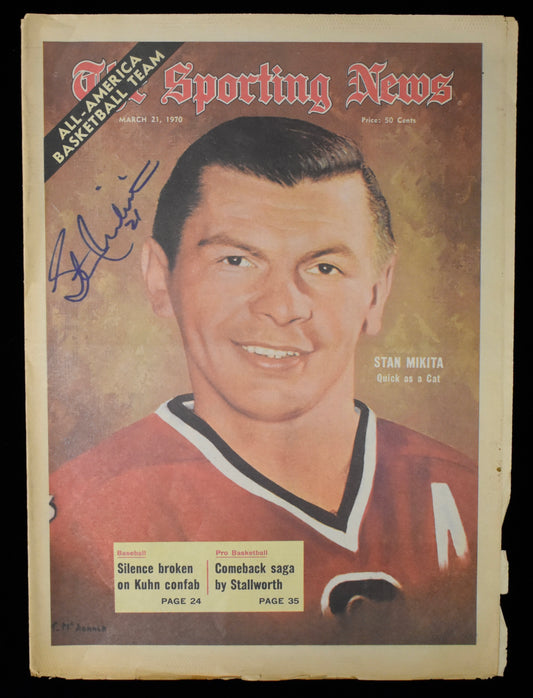 Stan Mikita HOF Signed 3/21/70 The Sporting News Cover Only Blackhawks JSA 07965