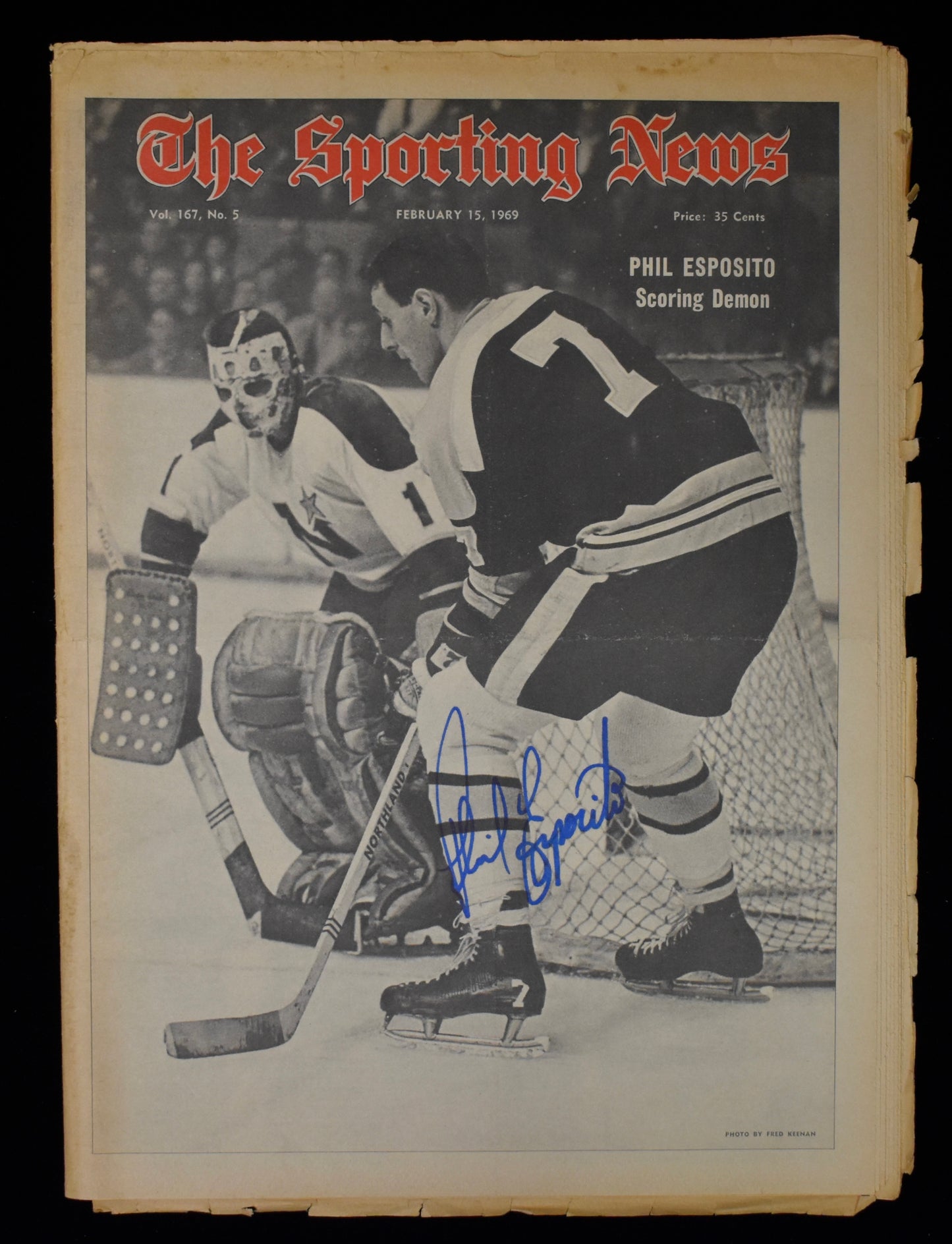 Phil Esposito HOF Signed 2/15/69 The Sporting News Bruins JSA BA207960