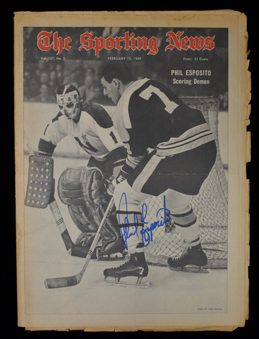 Phil Esposito HOF Signed 2/15/69 The Sporting News Bruins JSA BA207960