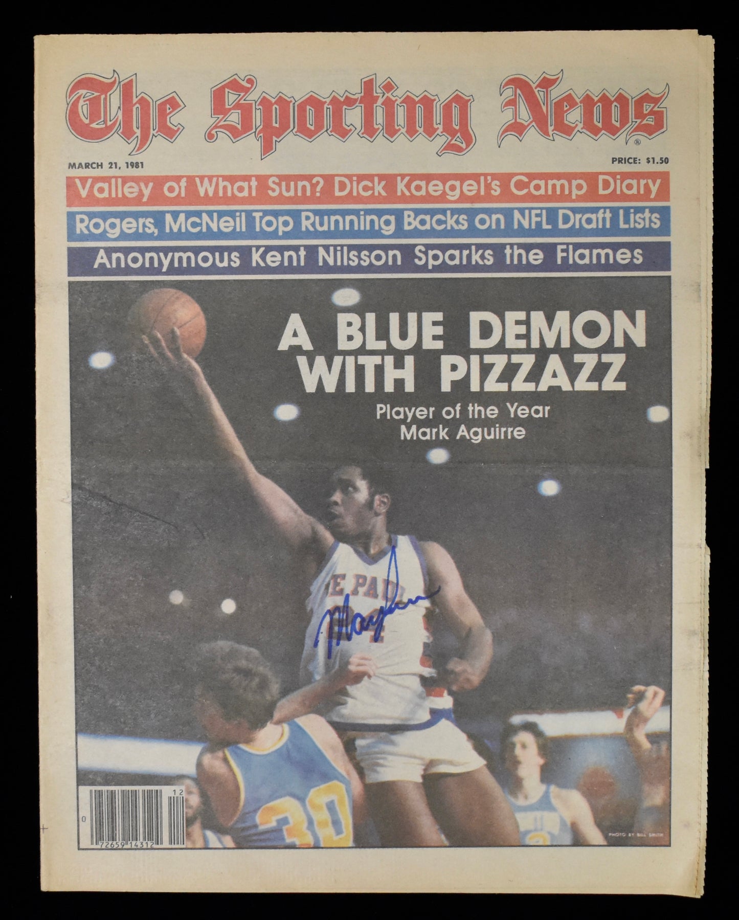 Mark Aguirre Signed 3/21/81 The Sporting News Cover Only De Paul JSA BA207955