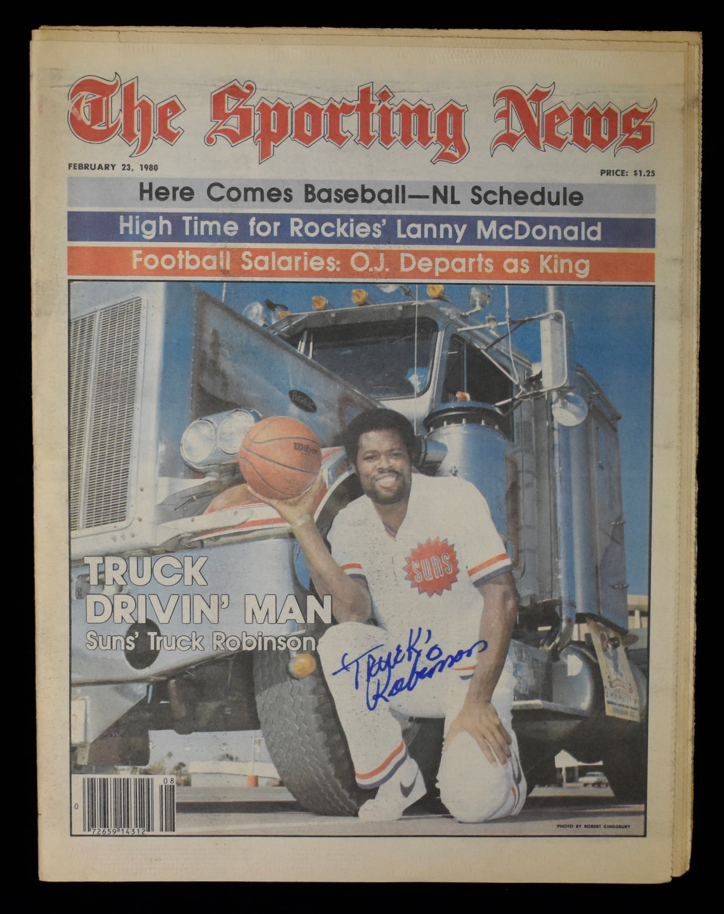 Truck Robinson Signed 2/23/80 The Sporting News Suns JSA BA207954
