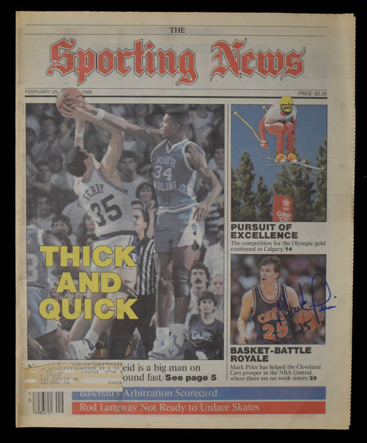 Mark Price Signed 2/29/88 The Sporting News Cover Only Cavaliers JSA BA207953