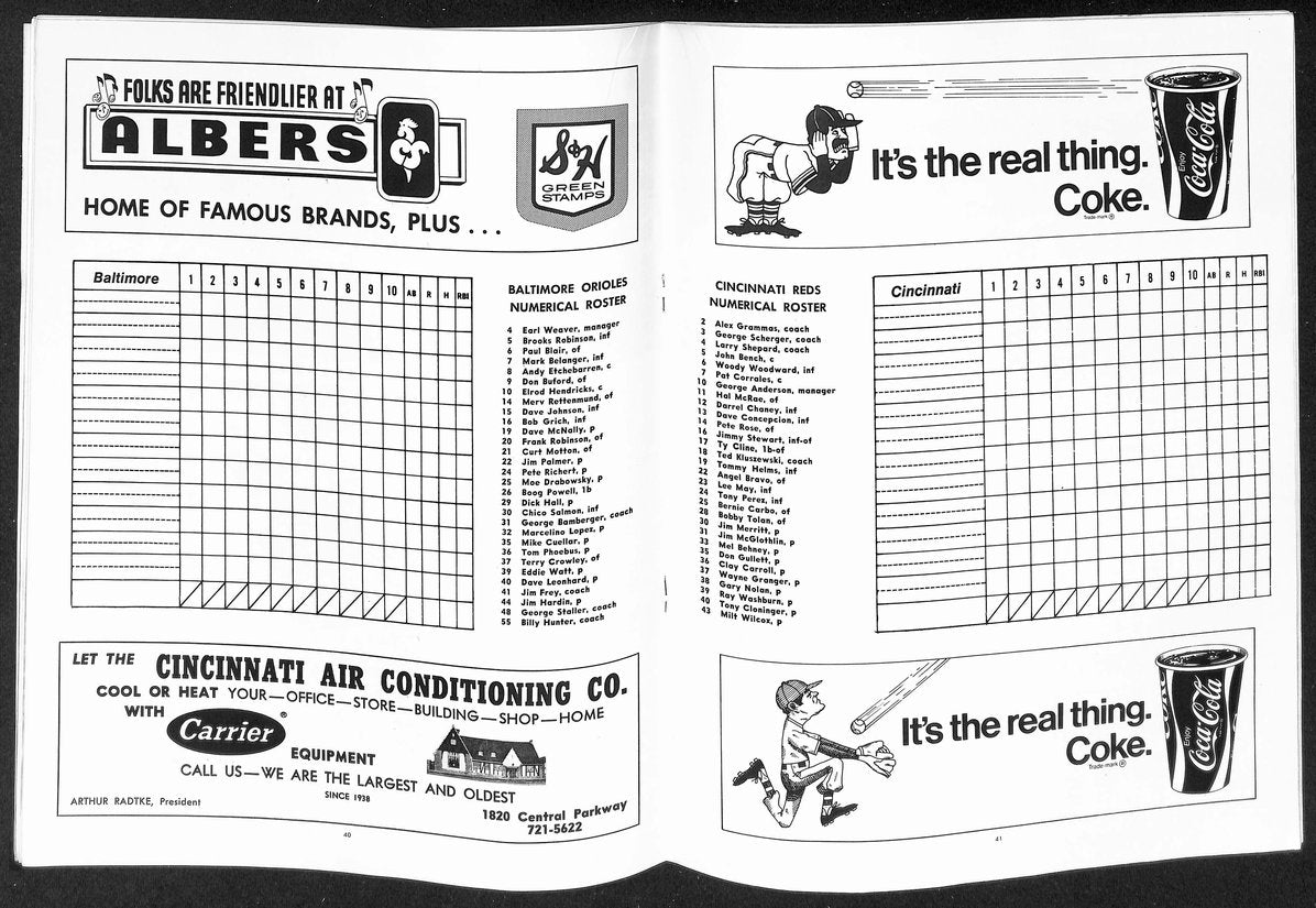 1970 World Series Program Baltimore Orioles vs. Cincinnati Reds UNSCORED 208704