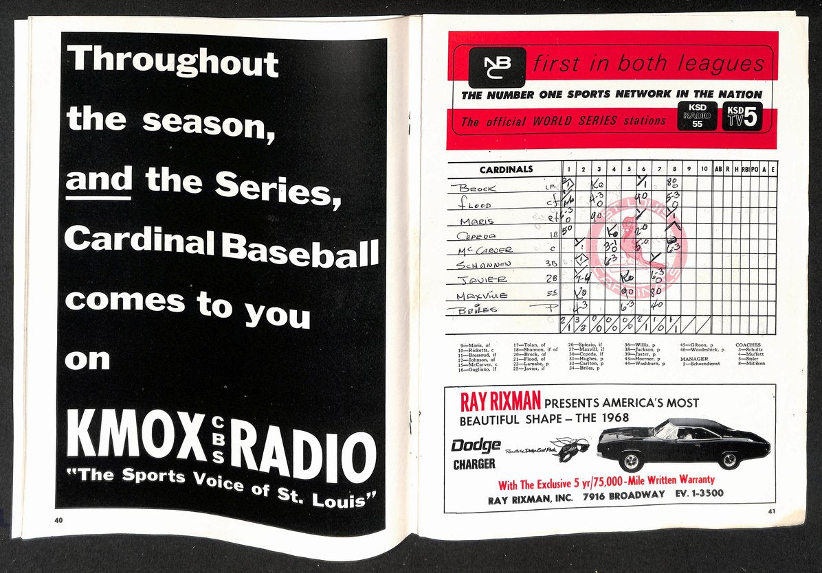 1967 World Series Game 3 Program St. Louis Cardinals vs. Boston Red Sox 208705