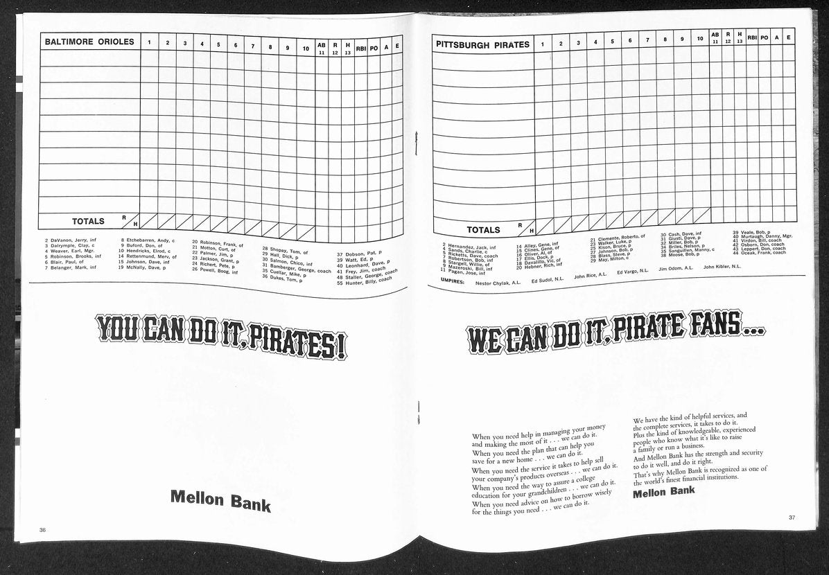 1971 World Series Program Pittsburgh Pirates vs. Baltimore Orioles 208706