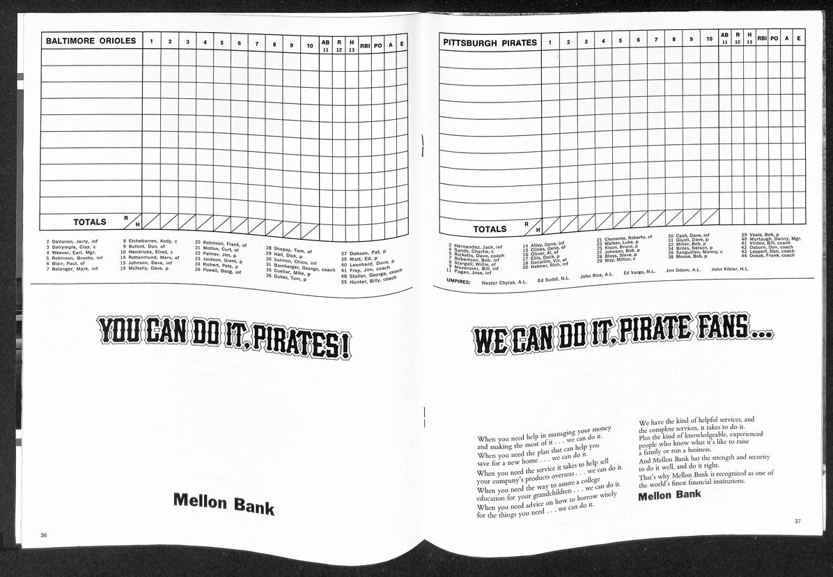 1971 World Series Program Pittsburgh Pirates vs. Baltimore Orioles 208716