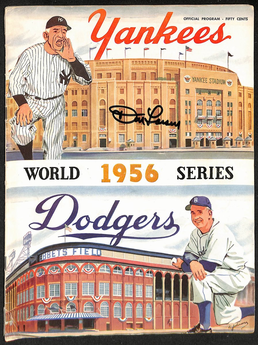 Don Drysdale HOF Signed/Auto 1956 World Series Program Yankees vs. Dodgers