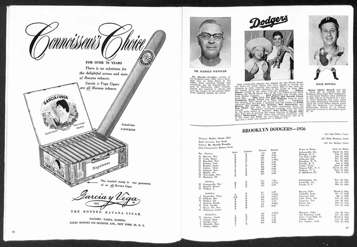 Don Drysdale HOF Signed/Auto 1956 World Series Program Yankees vs. Dodgers