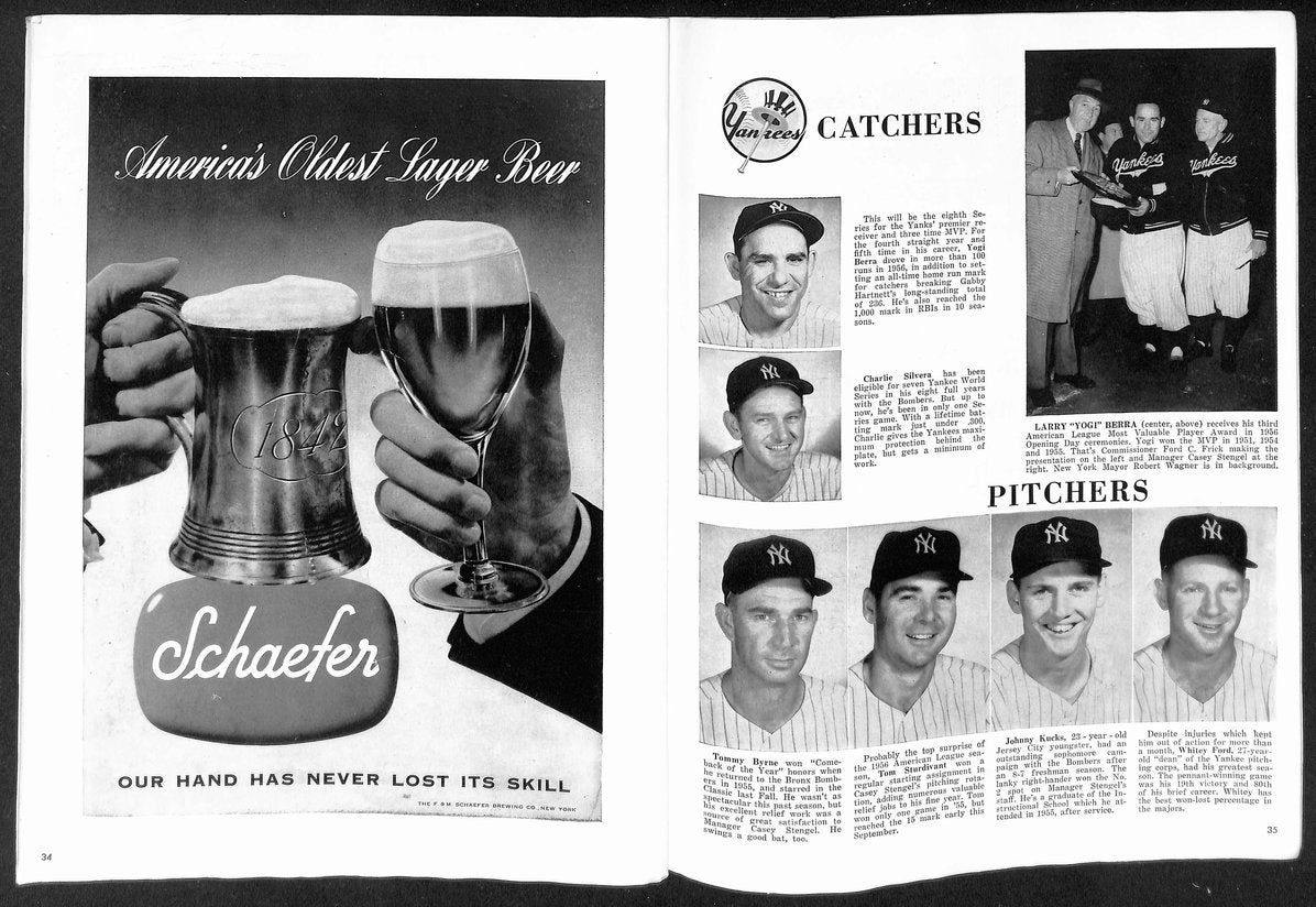 Don Drysdale HOF Signed/Auto 1956 World Series Program Yankees vs. Dodgers