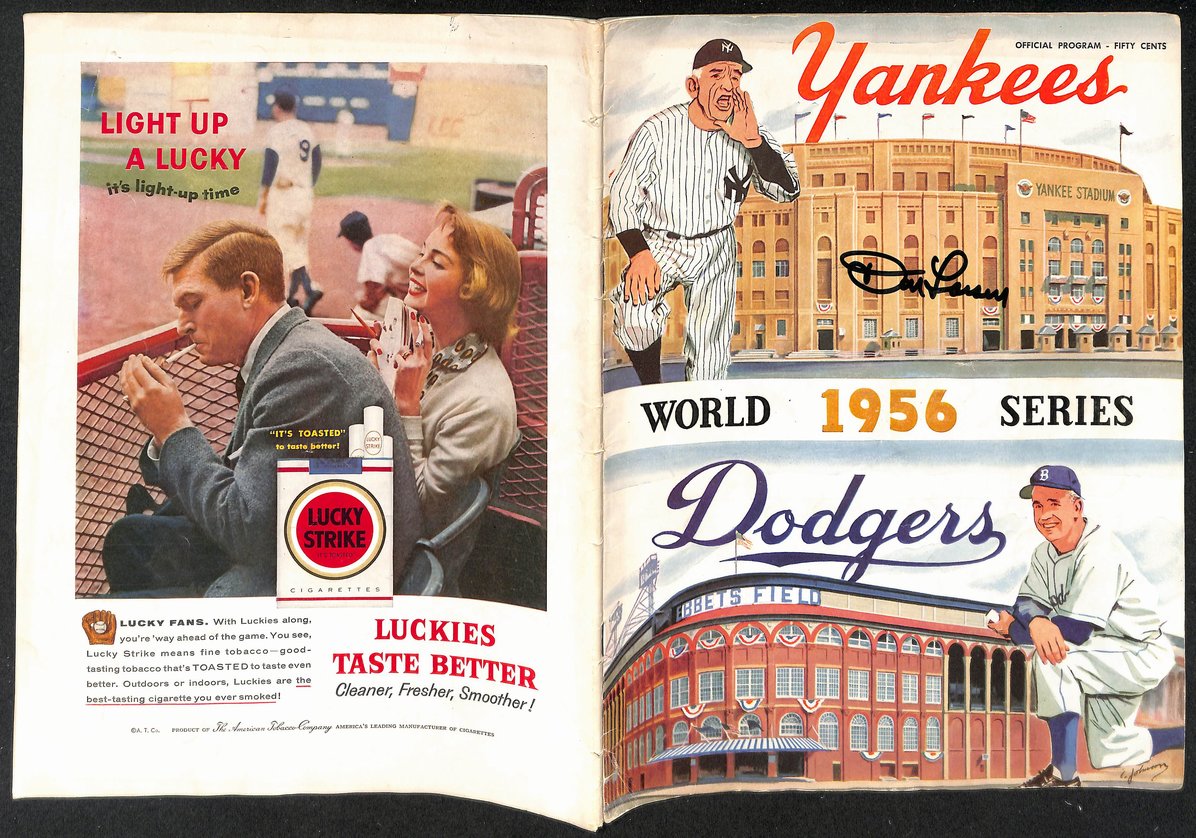 Don Drysdale HOF Signed/Auto 1956 World Series Program Yankees vs. Dodgers