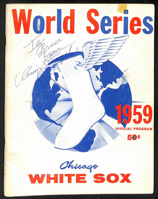 Casey Stengle HOF Signed/Inscr 1954 World Series Program Dodgers vs. White Sox