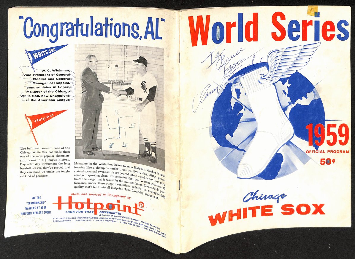 Casey Stengle HOF Signed/Inscr 1954 World Series Program Dodgers vs. White Sox