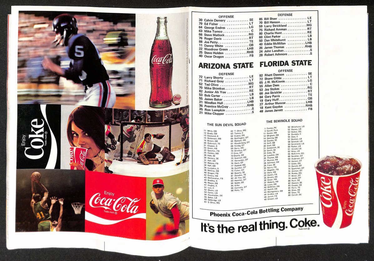 1971 Fiesta Bowl College Football Game Program Florida State vs. Arizona State