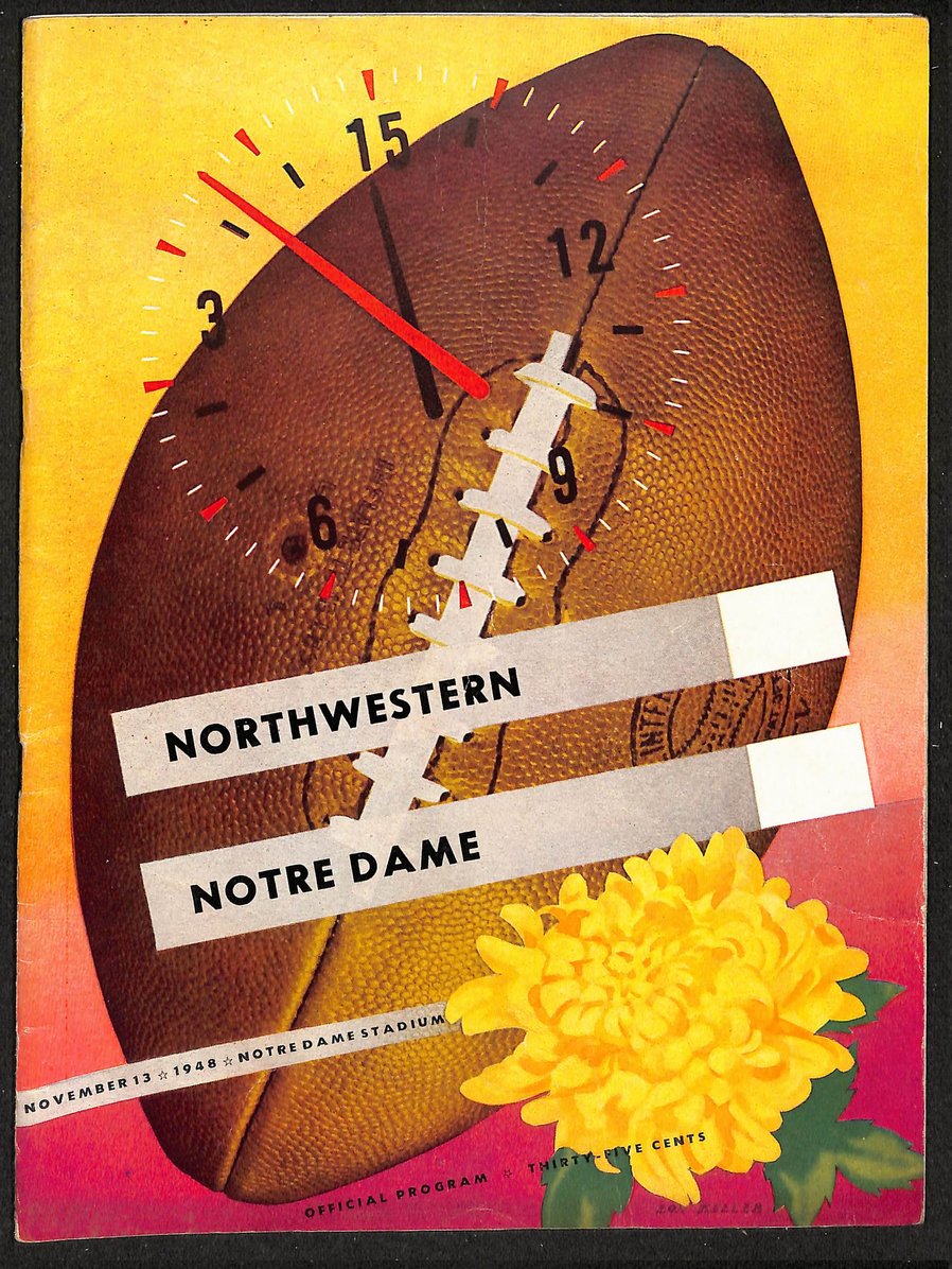 11/13/1948 NCAA Football Game Program Northwestern vs. Notre Dame 208726