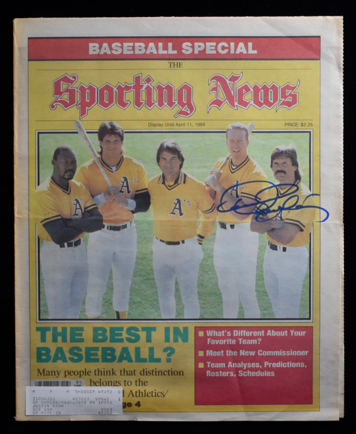 Dennis Eckersley HOF Signed/Auto April 11, 1989 The Sporting News JSA 205253