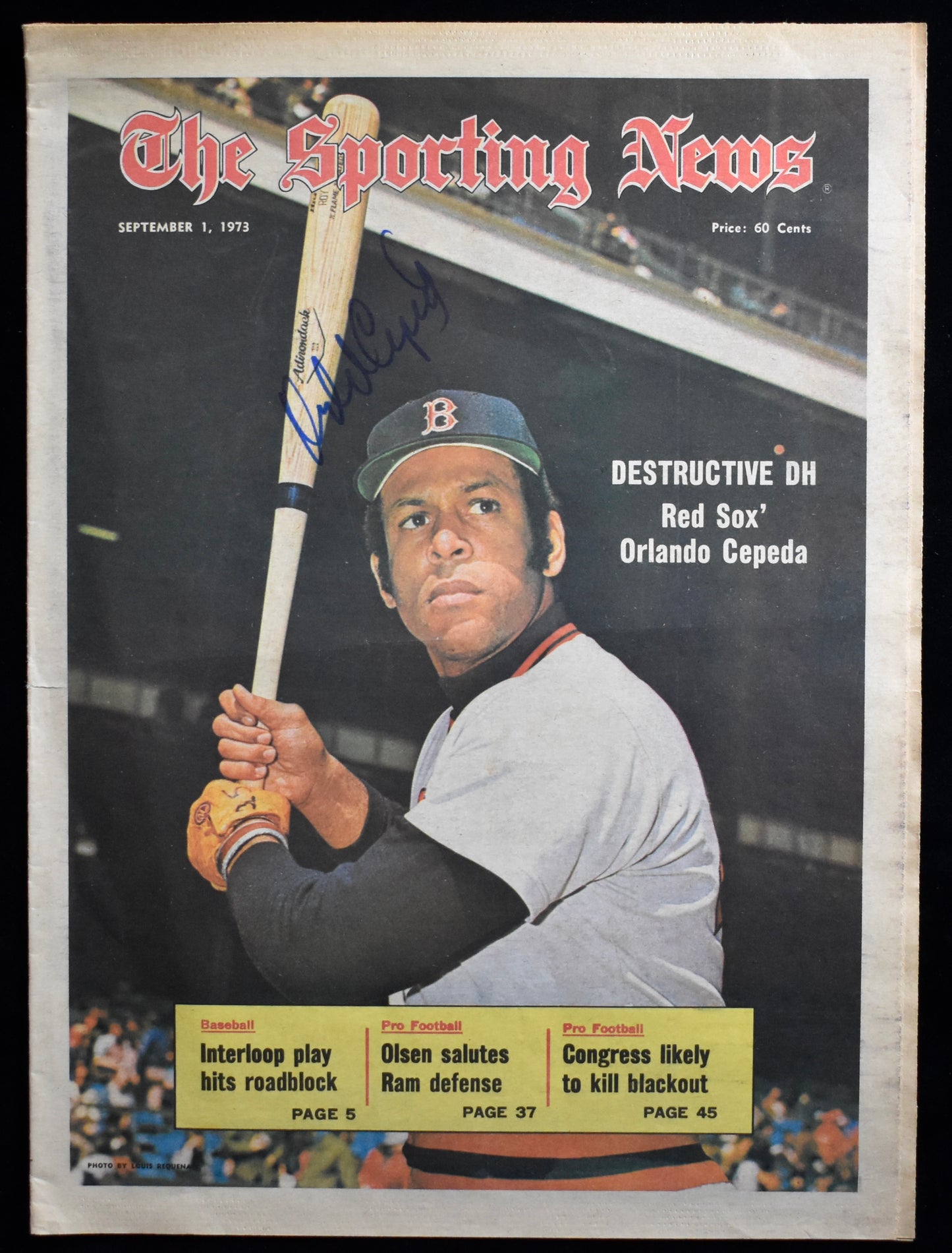 Orlando Cepeda HOF Signed/Auto September 1, 1973 The Sporting News JSA 205260