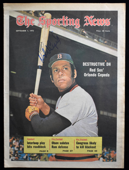 Orlando Cepeda HOF Signed/Auto September 1, 1973 The Sporting News JSA 205260