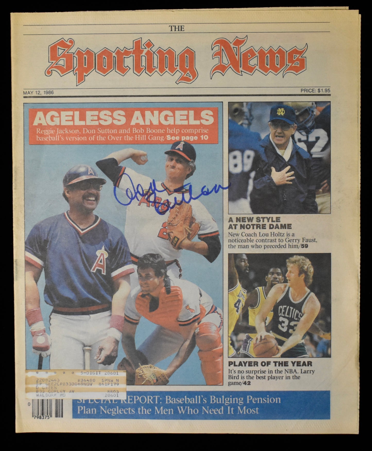 Don Sutton HOF Signed 1986 The Sporting News Angels JSA 208584