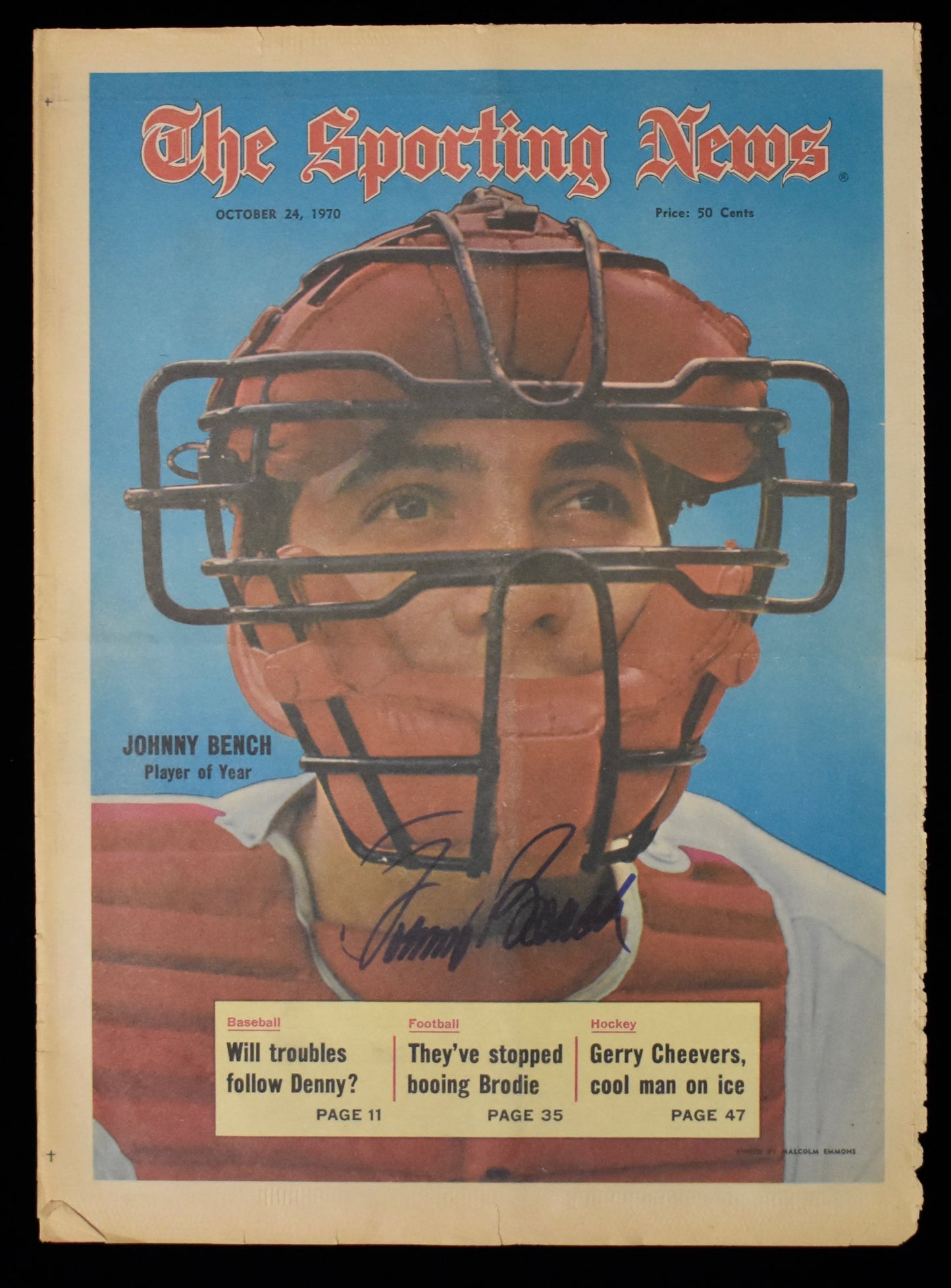 Johnny Bench HOF Signed 1970 The Sporting News Reds JSA 208585